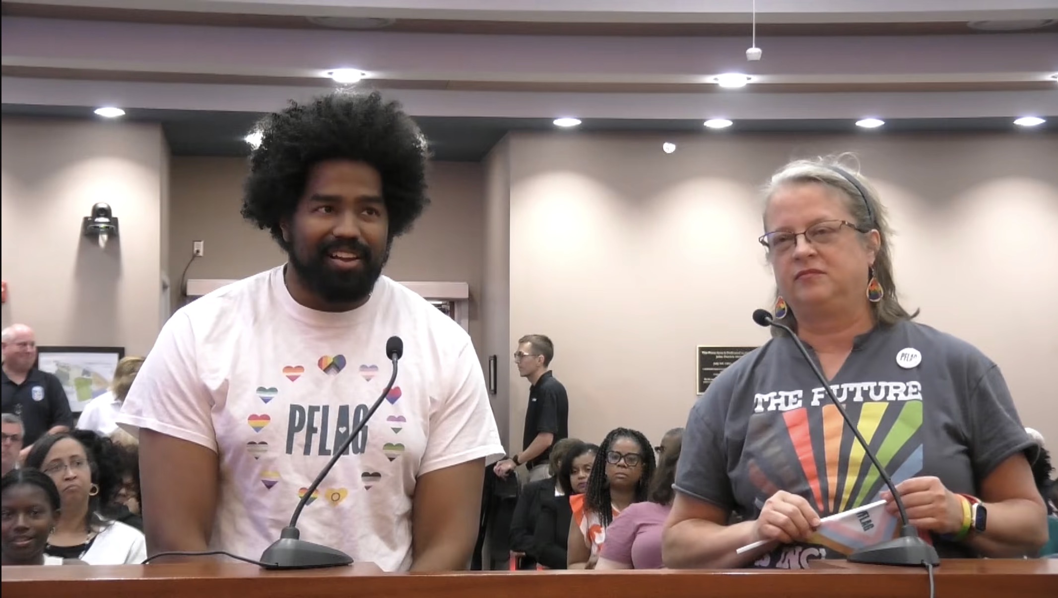 Preston Thomas speaking before Bowie City Council while advocating with PFLAG Bowie